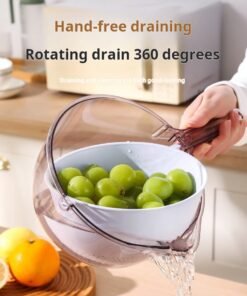 Double-layer multifunctional rice washing and draining basket, rice washing tool, food-grade rice washing basin, rice washing cup filter (PACK OF 2)