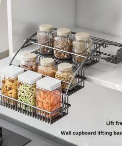 Pull-Down Kitchen Cabinet Basket | Adjustable Spice & Storage Rack