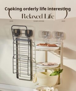 Suction Cup Prep Rack | Kitchen Wall-Mounted Multi-Functional Foldable Multi-Layer Fruit & Vegetable Organizer